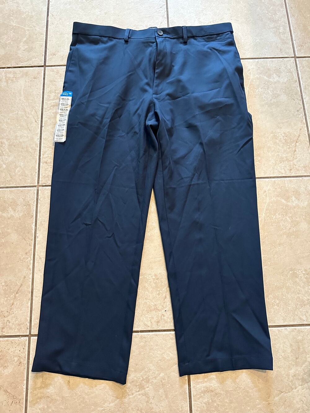 Haggar Cool 18 Pro Classic Fit Pants Mens 40x29 Navy Blue Stretch Flat Front